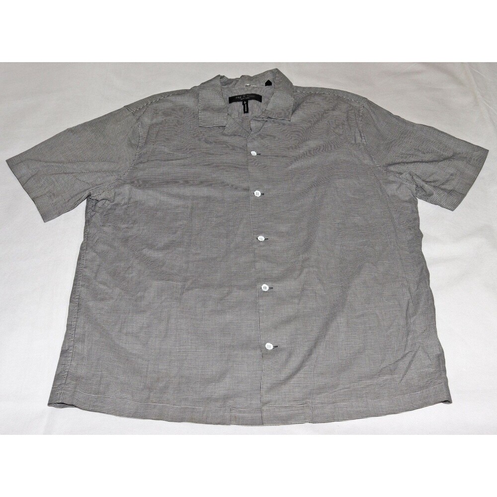 rag & bone Principle Men's Short Sleeve Button Up Houndstooth Shirt‎ Size Large